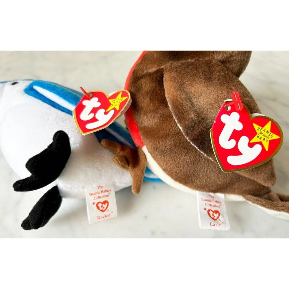 TY Early Robin & Rocket Blue Jay Beanie Baby 1997 Vintage Beanie Babies